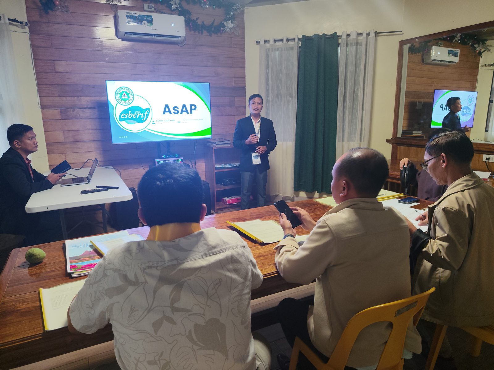 The developer presenting AsAP to the panel of judges